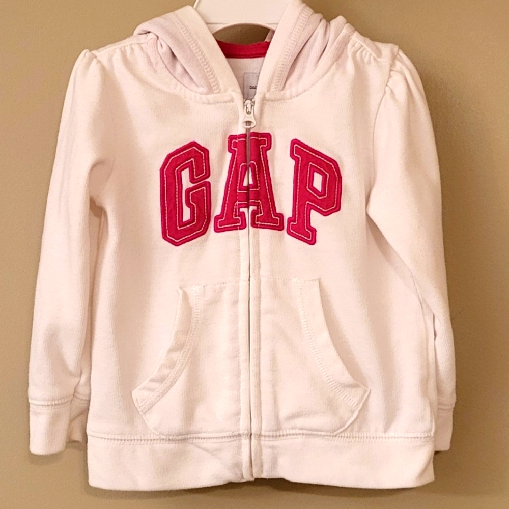 Baby Gap ivory/pink zip up hoodie